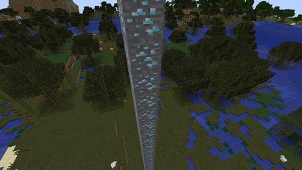 積み上げたダイヤモンド鉱石