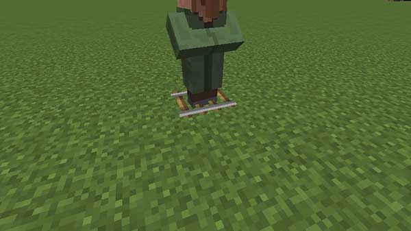 村人の足元のレール