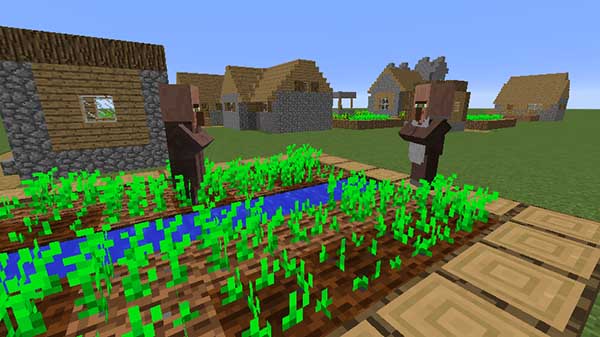 村でスポーンする村人たち