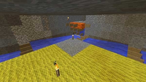 処理部分に向かって流れる水流