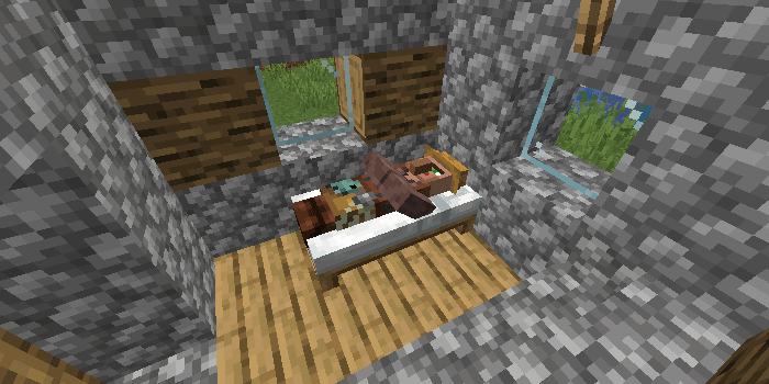 ベッドで眠る村人
